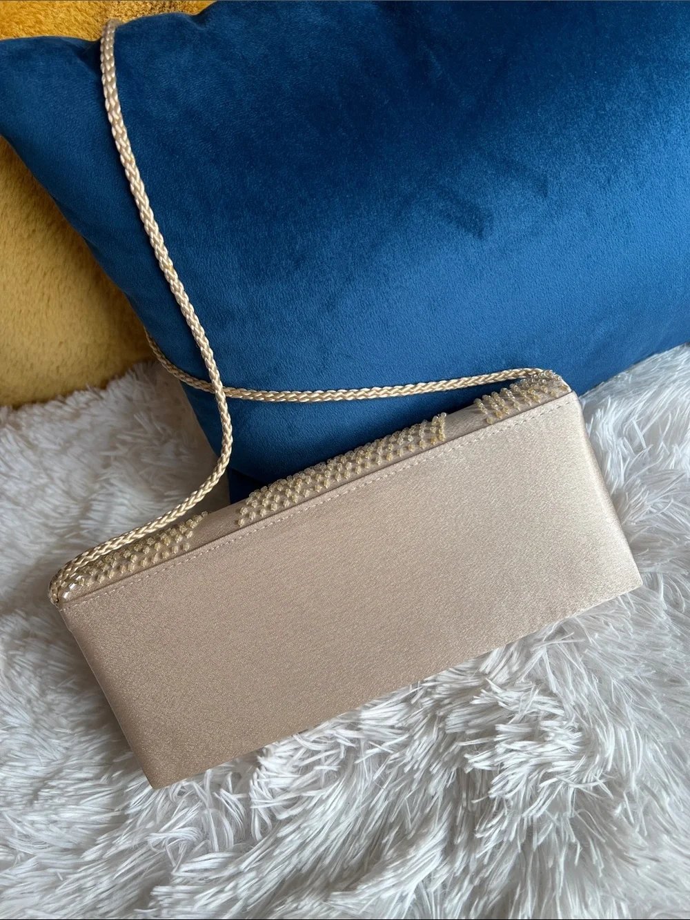 Jessica McClintock Gold Beaded Evening Clutch